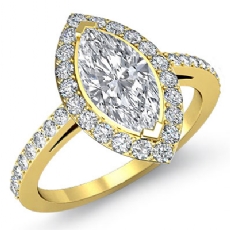 Halo Sidestone Pave Set diamond Ring 18k Gold Yellow