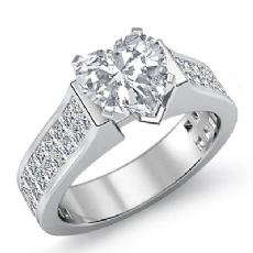 Invisible Shank Sidestone diamond Ring 18k Gold White