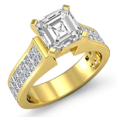 Invisible Shank Sidestone diamond Ring 18k Gold Yellow