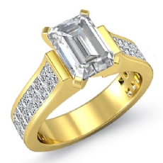 Invisible Shank Sidestone diamond Ring 18k Gold Yellow