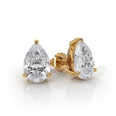 Pear Lab grown Diamond Stud Prong Earring IGI Certified 14k Gold Yellow  (2Ct. tw.)