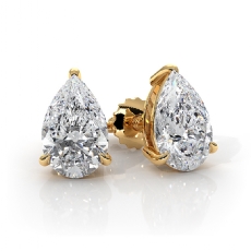 Pear Lab grown Diamond Prong Stud Earring IGI Certified 14k Gold Yellow  (3Ct. tw.)