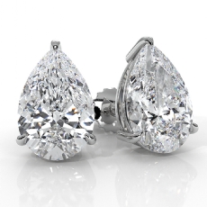 IGI Certified Lab grown Pear Diamond Stud Prong Earring 14k White Gold 8.00 ctw.