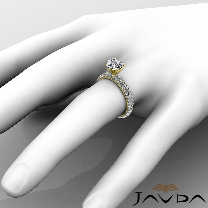 3 Row Micro Pave Set Shank diamond Ring 14k Gold Yellow