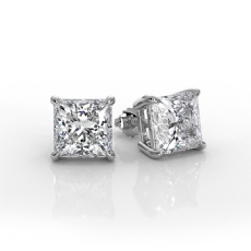 Princess Lab grown Diamond Claw Prong Earring IGI Certified 14k Gold 3.00ctw.