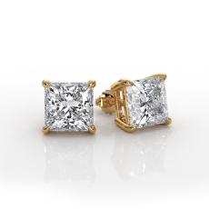 Princess Lab grown Diamond Claw Prong Earring IGI Certified 14k Gold Yellow  (3Ct. tw.)