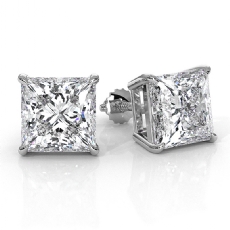 Princess  Lab grown Diamond IGI Certified Stud Earring 14k White Gold 8.00 ctw.