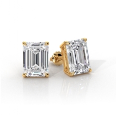 Emerald Lab Grown Diamond Stud Earring IGI Certified 14k Gold Yellow  (3Ct. tw.)