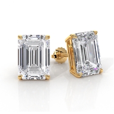 Emerald Lab Grown Diamond Claw Prong Stud Earring IGI 14k Gold Yellow  (6Ct. tw.)