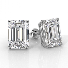 Emerald Lab Grown Diamond Prong Stud Earring IGI Certified in 14k W Gold 8.00ctw