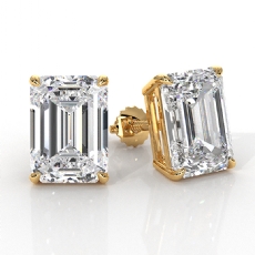 Emerald Lab Grown Diamond Prong Stud Earring IGI Certified in 14k Gold Yellow  (8Ct. tw.)