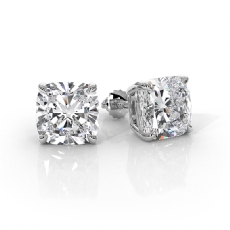 Cushion Lab Grown Diamond Claw Prong Stud Earring IGI Certified 14k Gold 4.00ctw