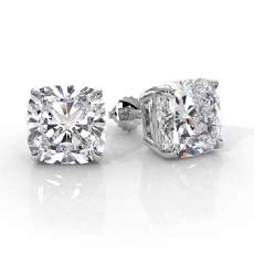 Cushion Lab Grown Diamond Claw Prong Stud Earring IGI Certified 14k Gold 6.00ctw