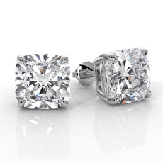 Cushion Lab Grown Diamond Claw Prong Stud Earring IGI Certified 14k Gold 8.00ctw