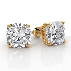 Cushion Lab Grown Diamond Claw Prong Stud Earring IGI Certified 14k Gold Yellow  (8Ct. tw.)