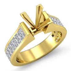 Princess Invisible Set Diamond Engagement Semi Mount Ring 14k Gold Yellow (2.25Ct. tw.)