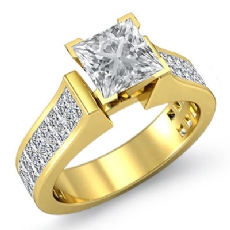 Invisible Shank Sidestone diamond  14k Gold Yellow