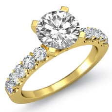U Prong Setting Sidestone diamond Ring 18k Gold Yellow