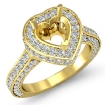 1.6Ct Diamond Engagement Ring Heart Semi Mount Halo Pave Setting 14k Yellow Gold - javda.com 