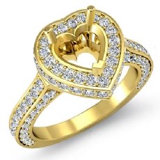 Diamond Engagement Ring Heart Semi Mount Halo Pave Setting 14k Gold Yellow (1.6Ct. tw.)