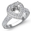 1.6Ct Diamond Engagement Ring Heart Semi Mount Halo Pave Setting 14k White Gold - javda.com 