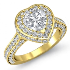Sidestone Halo Filigree diamond Ring 18k Gold Yellow