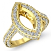 1.6Ct Diamond Engagement Ring Marquise Semi Mount 14k Yellow Gold Halo Setting - javda.com 