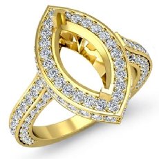 Diamond Engagement Ring Marquise Semi Mount 14k Gold Yellow Halo Setting (1.6Ct. tw.)