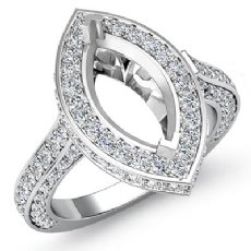 1.60Ct Diamond Engagement Ring Marquise Semi Mount 14K White Gold Halo Setting