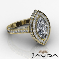 Circa Halo Pave Set Filigree diamond Ring 14k Gold Yellow