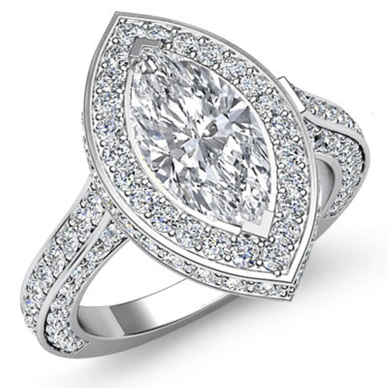 Circa Halo Pave Set Filigree diamond Ring 14k Gold White