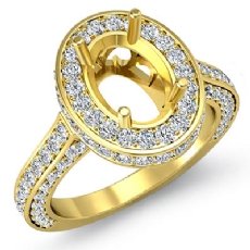Halo Pave Setting Diamond Engagement Oval Semi Mount Ring 14k Gold Yellow (1.6Ct. tw.)