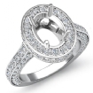 1.6Ct Halo Pave Setting Diamond Engagement Oval Semi Mount Ring Platinum 950 - javda.com 