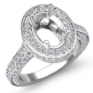 1.6Ct Halo Pave Setting Diamond Engagement Oval Semi Mount Ring 18k White Gold - javda.com 