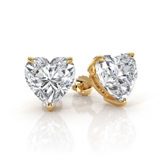 Heart Lab grown Diamond Claw Prong IGI Stud Earring 14k Gold Yellow  (4Ct. tw.)