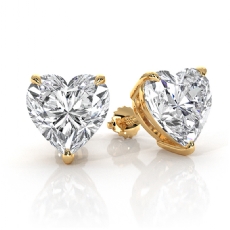Heart Lab grown Diamond Claw Prong IGI Stud Earring 14k Gold Yellow  (6Ct. tw.)