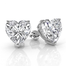 Claw Prong Heart Lab grown Diamond IGI Stud Earring in 14k White Gold 8.00 ctw.