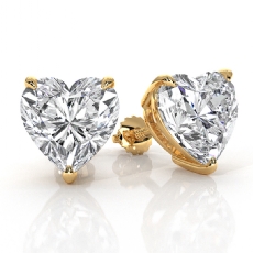 Claw Prong Heart Lab grown Diamond IGI Stud Earring in 14k Gold Yellow  (8Ct. tw.)