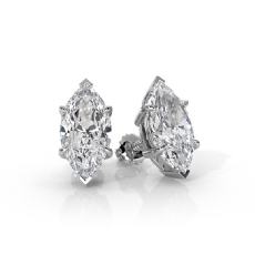 Marquise Lab grown Diamond Claw Prong IGI Stud Earring 14k White Gold 2.00 ctw.