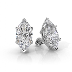 Marquise Lab grown Diamond Claw Prong IGI Stud Earring 14k White Gold 3.00 ctw.
