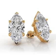 Marquise Lab grown Diamond Claw Prong IGI Stud Earring 14k Gold Yellow  (6Ct. tw.)