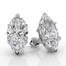 Marquise Lab grown Diamond Claw Prong IGI Stud Earring 14k White Gold 8.00 ctw.