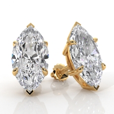 Marquise Lab grown Diamond Claw Prong IGI Stud Earring 14k Gold Yellow  (8Ct. tw.)