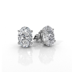 Oval Lab grown Diamond Claw Prong IGI Certified Stud Earring 14k W Gold 2.00 ctw.