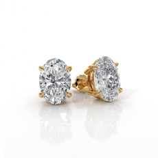 Oval Lab grown Diamond Claw Prong IGI Certified Stud Earring 14k Gold Yellow  (2Ct. tw.)