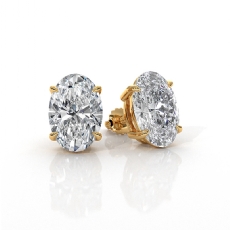 Oval Lab grown Diamond Claw Prong IGI Certified Stud Earring 14k Gold Yellow  (3Ct. tw.)