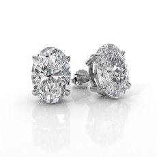 Oval Lab grown Diamond Claw Prong IGI Certified Stud Earring 14k W Gold 4.00 ctw
