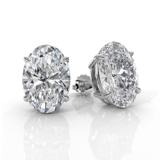 Oval Lab grown Diamond Prong IGI Certified Stud Earring 14k White Gold 6.00 ctw.