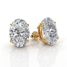 Oval Lab grown Diamond Prong IGI Certified Stud Earring 14k Gold Yellow  (6Ct. tw.)