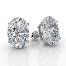 Oval Lab grown Diamond Claw Prong IGI Stud Earring 14k White Gold 8.00 ctw.